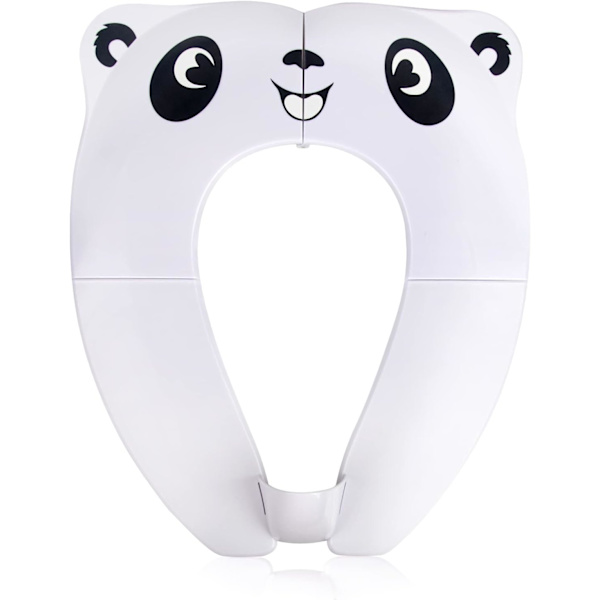 Rejse-Toilettræningssæde til Småbørn, Bærbar Toilettræningssæde til Børn, Foldbart Toilettræningssæde i ABS-Materiale med 8 Anti-Skrid Sikkerhedspuder og 1 Bærepose White Panda