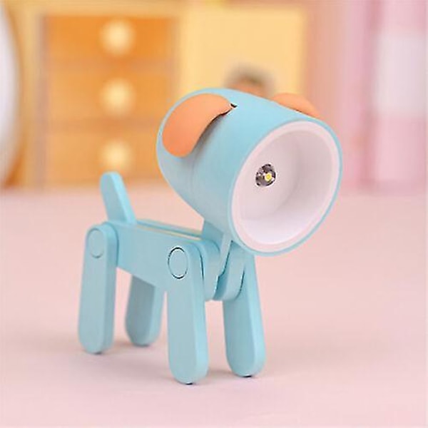 Mini Tegneserie Dyr LED Skrivebordslampe Bærbar Justerbar Sød Kæledyrs Natlampe blue dog