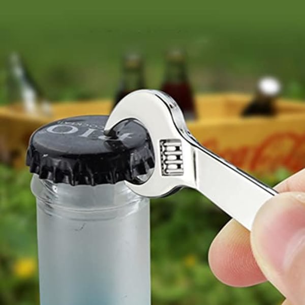 Flasköppnare Nyckelring Metall Mini Skiftnyckel Hänge Öppnare Dryck Soda Öl Bartender Flasköppnare Nyckelring Jul Födelsedagspresent,Silver