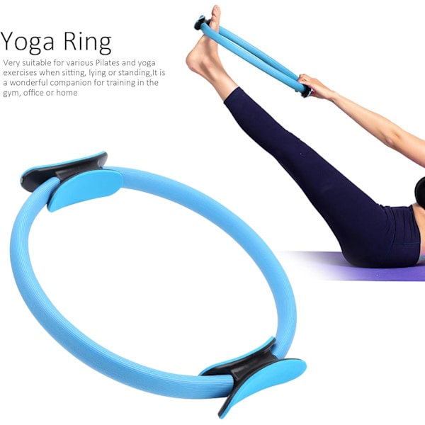 Fitness Pilates Ring - Dobbeltgrebs Træningscirkel Fitness Magic Circle Modstandsring Dobbeltgreb til Yoga Core Træning - 15 Tommer blue