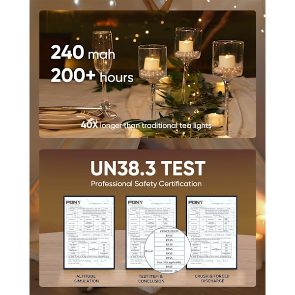 Batteridrevne Teelys, Flammeløse Flimrende Teelys, 200+ Timer Falske Elektriske LED-Lys Teelys til Votiv 24 Pcs Warm White