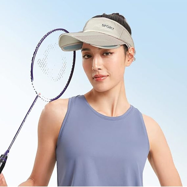 Solskydd för kvinnor Justerbar Retractable Bred Brätte Strandhatt Golf Visor UV-skydd Solhatt Tennis Solhatt Löpkeps Beige