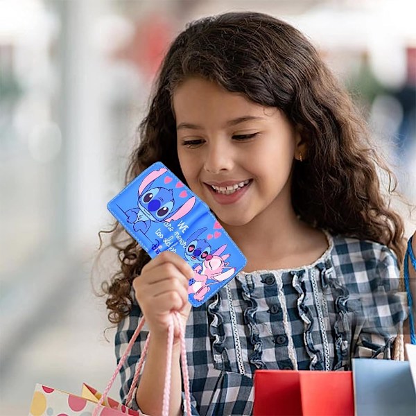 Stiitch-lompakko, Stiitch Kids Nahkalompakko Kaksinkertainen PU-Nahkalompakko Piirretty Kaksinkertainen Lyhyt Lompakko Korttikotelot Kannettavat Lokerot Pieni Laukku Lapsille Lahjoiksi
