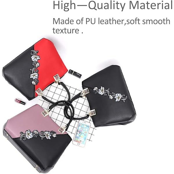Håndvesker fasjonable kvinnevesker for damer blomstermønster crossbody vesker skjøting farge skuldervesker Red