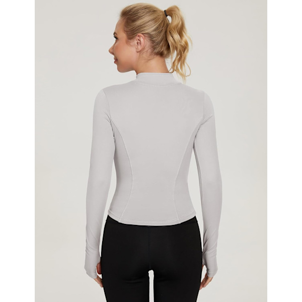 Dame Treningstopper Lang Erme Sports T-skjorte Fitness Trening Yoga Crop Topper Dame Løpe T-skjorter Halv Glidelås Pustende Aktivtøy med Tommelhull