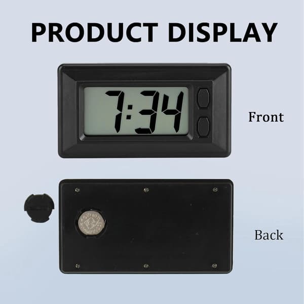 Klocka Bilsklocka LCD Digitalklocka Miniklocka Bilsklockor för Instrumentbräda Lätt att Läsa Datum Tid Stora Siffror Batteridriven