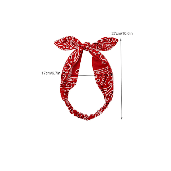 6-pack Elastiska Paisley Bandana-Hårband med Kaninöron
