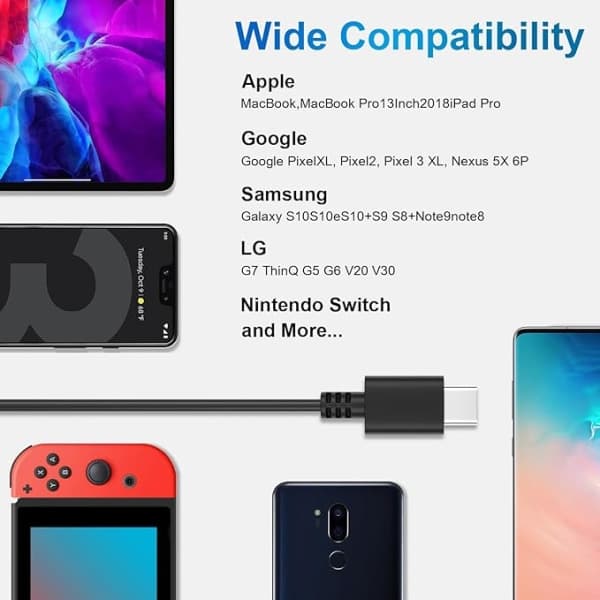 65W USB-C Strømadapter til Bærbar Computer til Lenovo ThinkPad Huawei