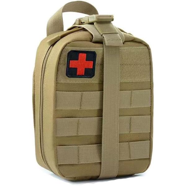 Första hjälpen-kit väska, EMT Rip Away Pouch, Taktisk MOLLE Första hjälpen-kit Medicinsk väska - Multifunktionell midjeväska Khaki