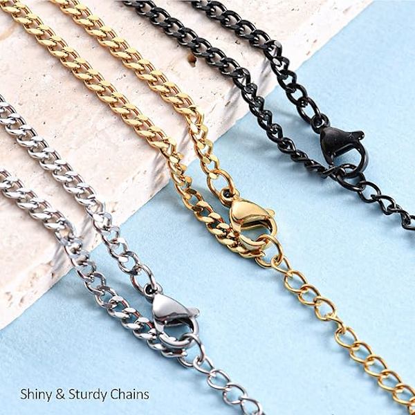 Korshänge för män och kvinnor, 316L rostfritt stål korshänge halsband med kedja-55+5CM | Silver/Guld/Svart korskedja Silver