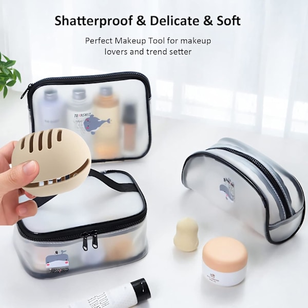 Makeup Sponge Holder - 2 stk. Silikon skønhedssvampsholder, Makeup Sponge Rejsetaske Silikon Dobbeltsidet Ventileret Åndbar Skønhedssvampsholder Pink+Black