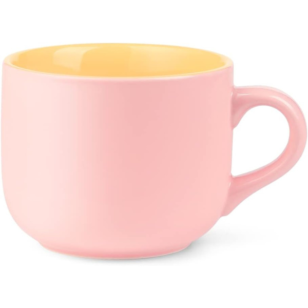 650ML/22OZ Stor Keramik Kaffeemugg, Stor Tekopp för Kontor och Hem, Diskmaskin och Mikrovågsugn Säker Pink