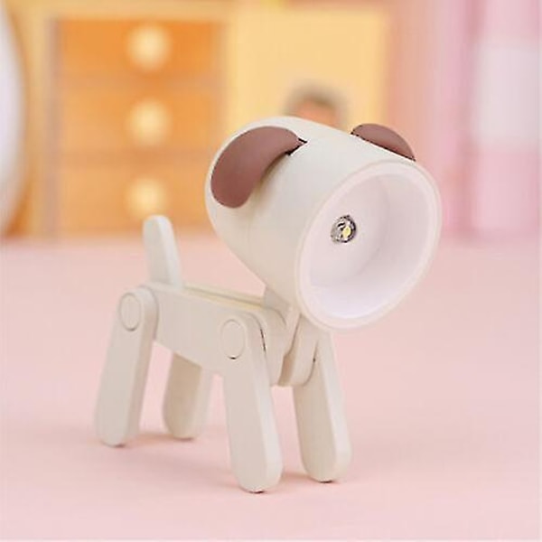Mini Tegneserie Dyr LED Skrivebordslampe Bærbar Justerbar Sød Kæledyrs Natlampe beige dog