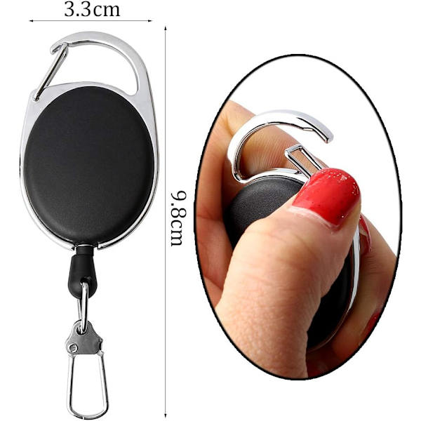 5 st rullklämmor Retractable Badge Holder med nyckelbandrulle för nyckelring ID-korthållare