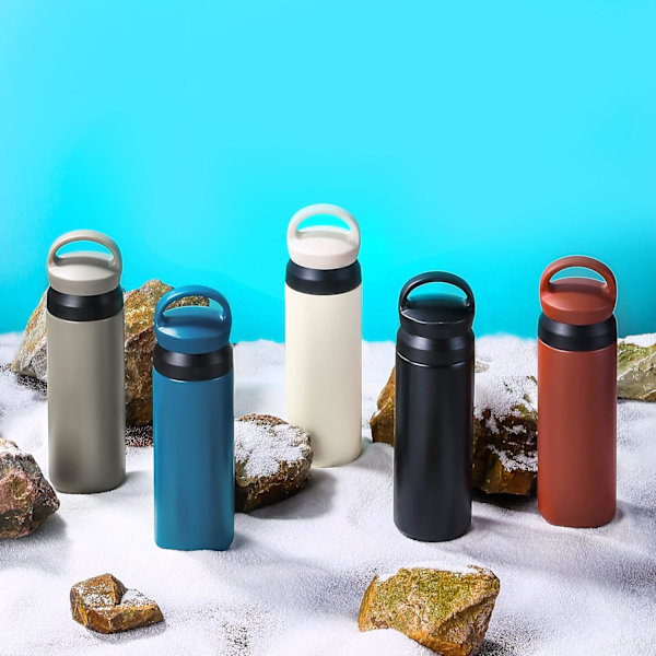 Isolerad rostfri vattenflaska 17 oz, 500 ml vakuummetall dricksflaska kall varm dryck flaska för arbete skola camping picknick återanvändbar 500ml-17oz Gray