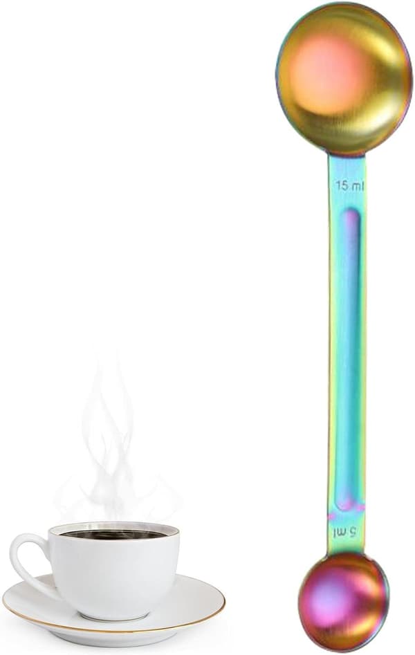 Kaffeske til Malet Kaffe, Rustfrit Stål Måleskeer med Dobbelt Hoved, Kaffeske