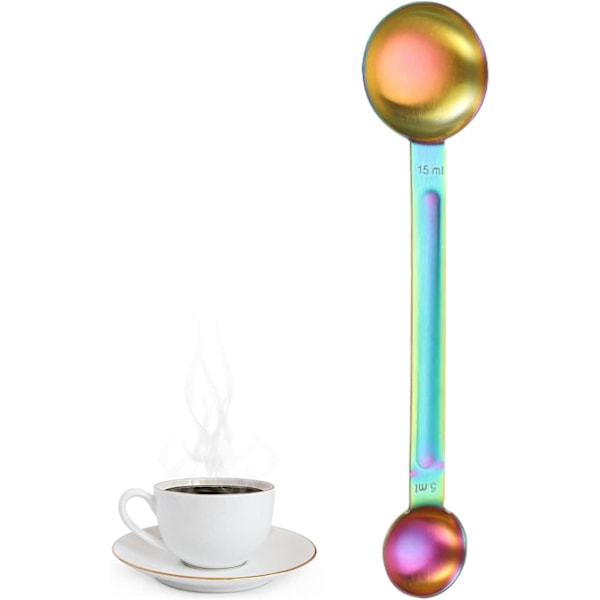 Kaffeskopa för malet kaffe, rostfria måttskedar med dubbelt huvud, kaffesked
