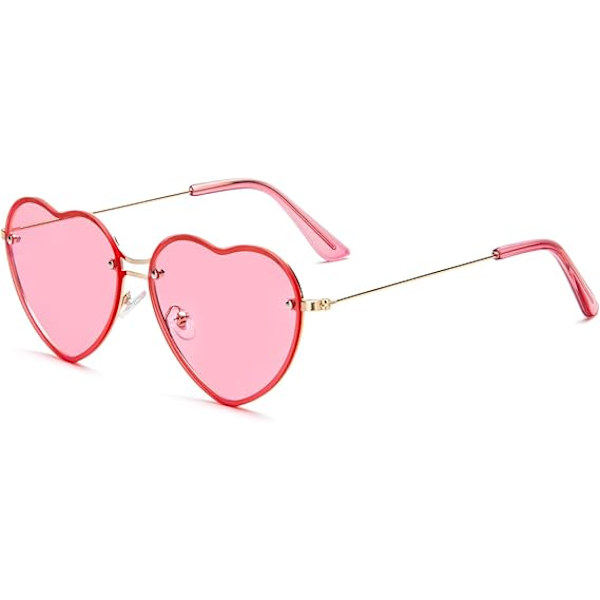 Hjärtformade solglasögon för kvinnor, mode, utan ram, UV400, festglasögon Pink