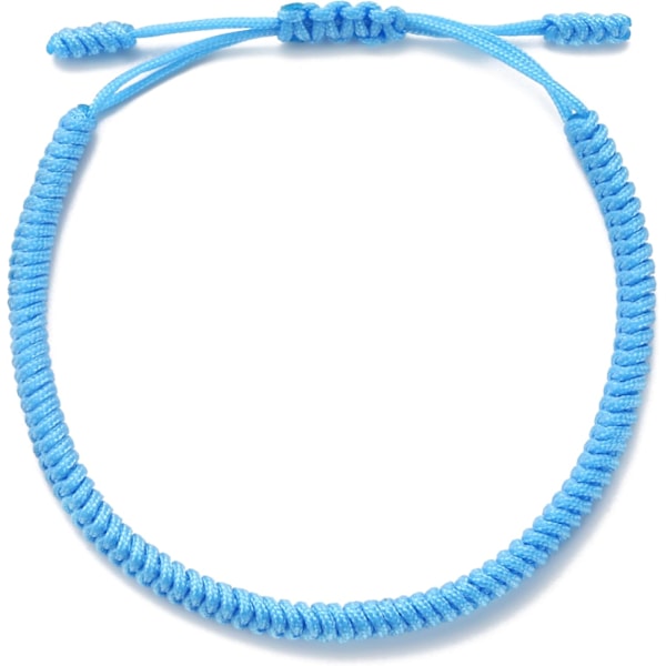 Handgjord tibetansk lyckobringande armband för kvinnor, män, tonåringar, justerbar storlek vänskapspresent handgjord rep flätat chakra armband Light Blue