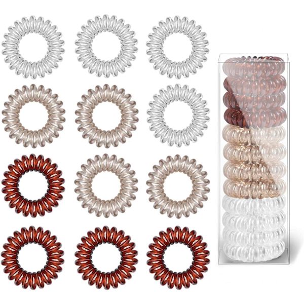 Kierteisä hiussiteet, 12 kpl kirkkaita muovisia hiuskielekkeitä, kierteisä poninhäntäpidike puhelinjohdon bobbles-nauhat sarja naisille ja tytöille hiuslisävarusteet multicolor
