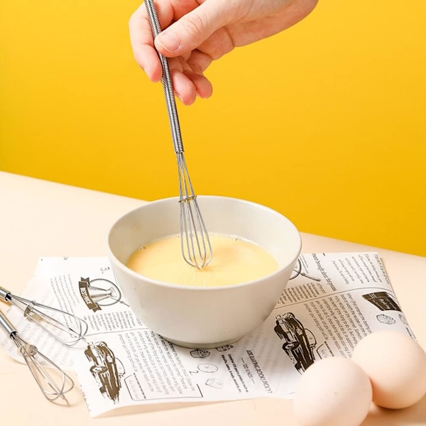 2-delt bærbar kjøkken eggpisker i rustfritt stål med tykk tråd for matlaging, omrøring, visping og blanding