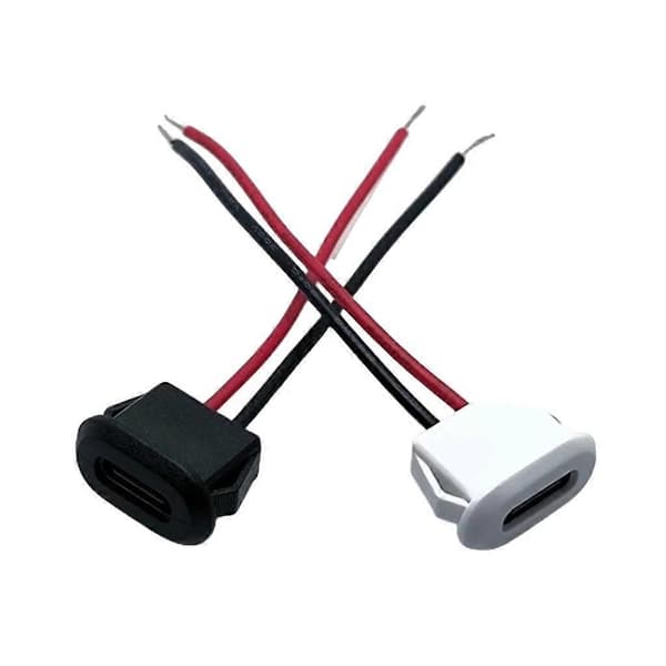 USB-kontakt Type-C til PH2.0 m/ Mutterlåsplate Vanntett Hunn USB-kontakt White