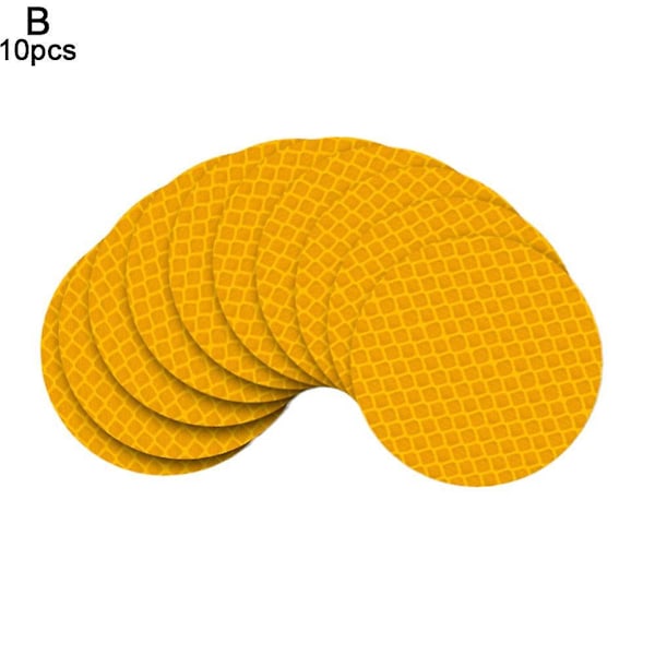 10/30 Självhäftande Reflekterande Dekaler Säkerhetsvarning Vattentät 5cm Rund Yellow 10pcs