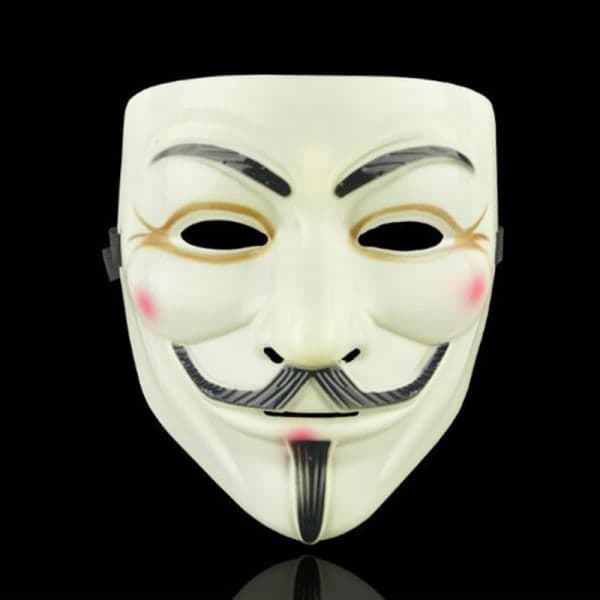 V for Vendetta Halloween-naamio Musta + Silmämeikki White Thicken