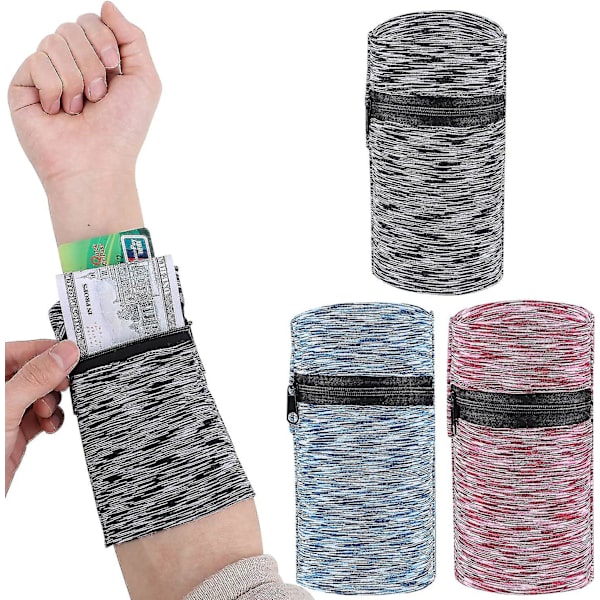 3 st handleds plånbok telefonarmband, löpararmband, sport handledsväska med dragkedjeficka för telefonlöpning