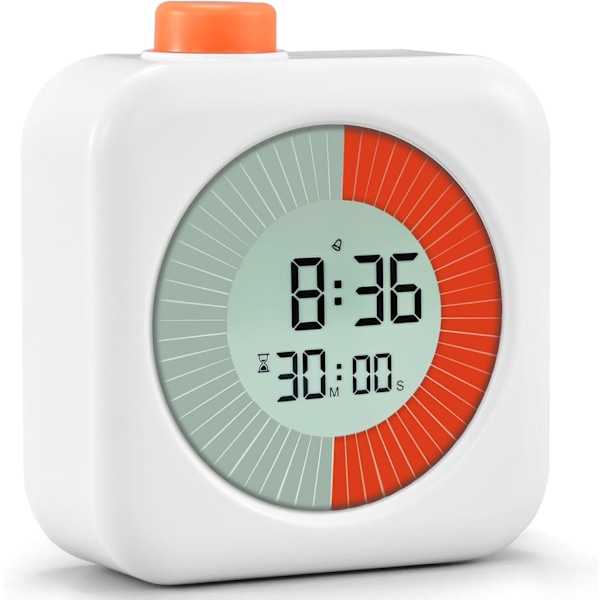 Visuell timer digital, 60-minuters 3-i-1 nedräkningsrotationstimer för barn och vuxna, LCD-skärm Pomodoro-tidshantering
