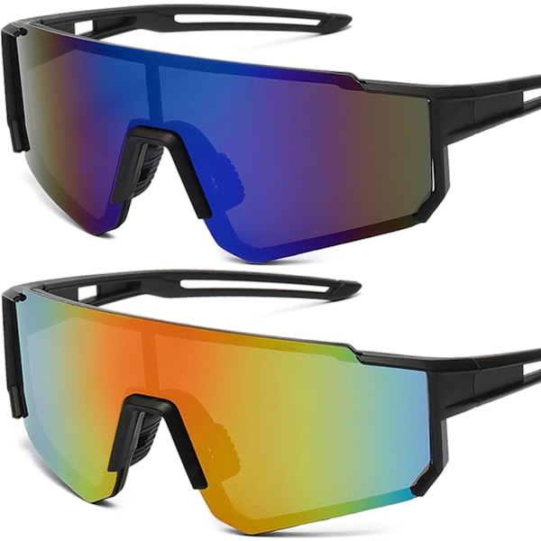 2 stk Cykelbriller, Sports Polariserende Solbriller, Polariserende Cykelbriller til Mænd Kvinder, Polariserende Solbriller UV400 Beskyttelse Ski Briller