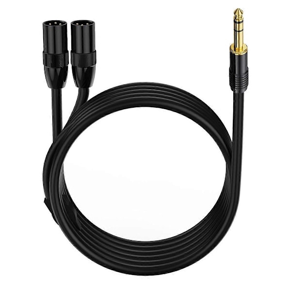 6,35 mm TRS Han-stik til 2 Dobbelt XLR Han Mikrofon Stereo Ubalanceret Lydkonverter Adapter Y-Split Kabelledning-C