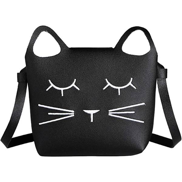 Sød Lille Pigers Skuldertaske Håndtaske Pung, Prinsesse Mini Tasker, Kat Cross Body Messenger Taske BIack