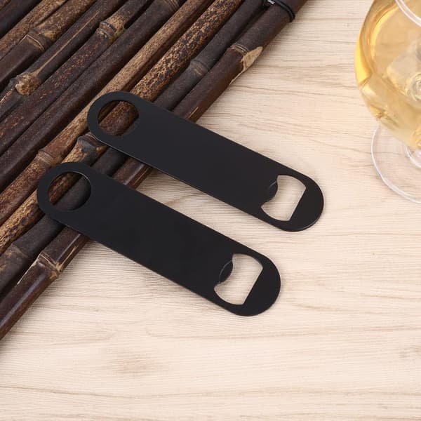 Ølbååbner i Rustfrit Stål, 2 stk. Ølbååbner Flad Bååbner Bar Ølbååbner Robust og Holdbar til Bar Køkken Restaurant (Sort)