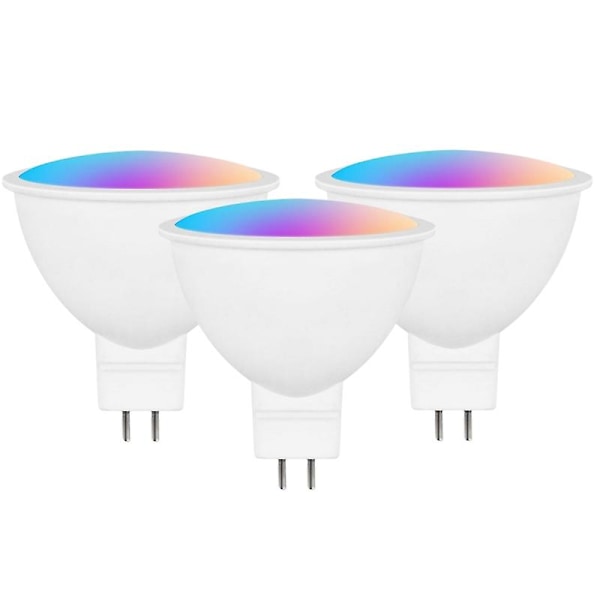 3 stk. Smart Homekit WiFi MR16 Smart LED Pære 12V RGBCW Dæmpbar Lampe Siri Stemmestyring 5W Spotbelysning Farveskift