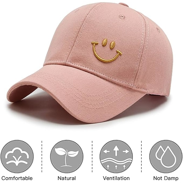 Baseball-lippis, Unisex Säädettävä Puuvilla 6-Paneelinen Rento Kesähuippu Hattu Hip Hop Cap Trucker Hat, Vaaleanpunainen