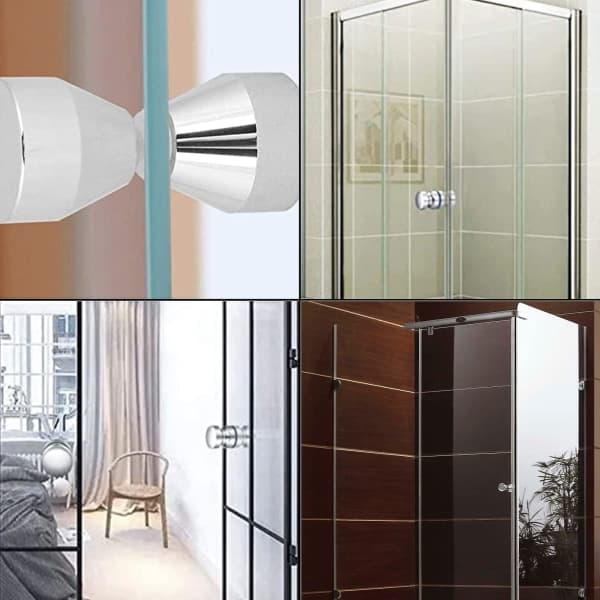 2 stk. Sølv Aluminium Legering Bruserdørsgreb Bruserdørs Knapper til Bruserdøre, Glasdøre, Balkon Døre, Soveværelsesdør