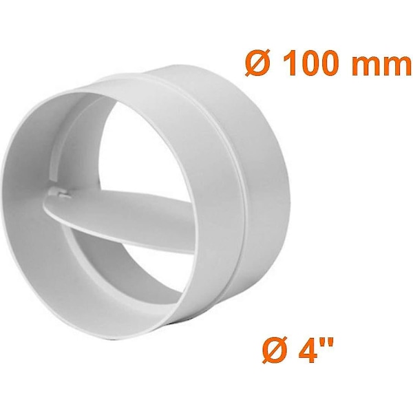 100 mm liitäntä takaiskuventtiilillä, pyöreä