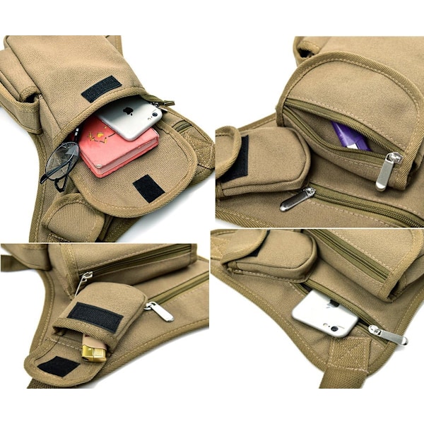 Canvas Vandringsmidjeväska Taktisk Drop Leg Bag Handväska Löpning Midjebälte Höftväska Utomhus Motorcykel Cykel Cykling Väska