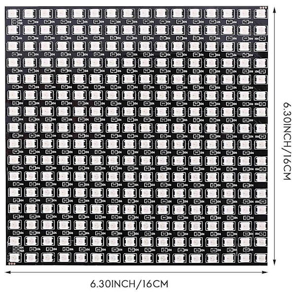 Ws2812b Led Rgb Fleksibelt Pixelpanel 16x16 Individuelt Adressebart