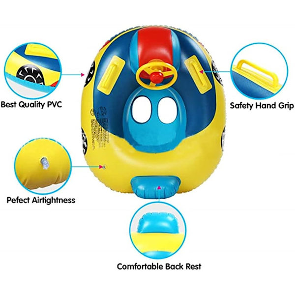 Børne Oppustelig Pool Flyde Swimming Float Sæde Båd Sød Bil Baby Floatie Sikker Sæde Swimming Ring