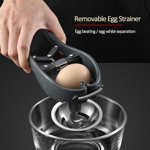 Eggåpner i rustfritt stål, eggeskiller, enkel eggeskallskutter, eggknuser for rå eggehviteskiller, håndholdt