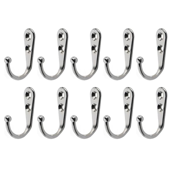 Väggkrokar med skruvar 10-pack - Silver