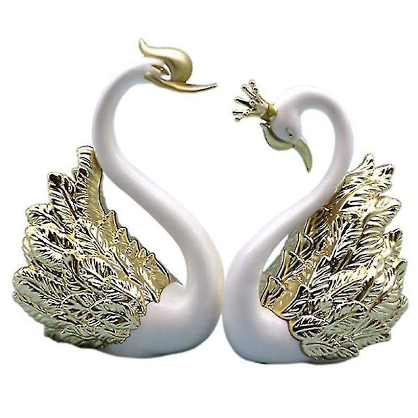 2 Svaner Ornamenter Figurer, Bryllup Jul Dekorasjon A