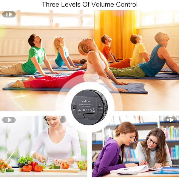 Digitala kökstimers, Visuella timers Stor LED-display Magnetisk nedräkningstimer för klassrum Matlagning Fitness Bakning Studier Undervisning Black