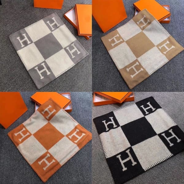 45x45cm H-Bogstav Uld Kashmir Pudebetræk Køjeseng Sofa Fly Sort Black