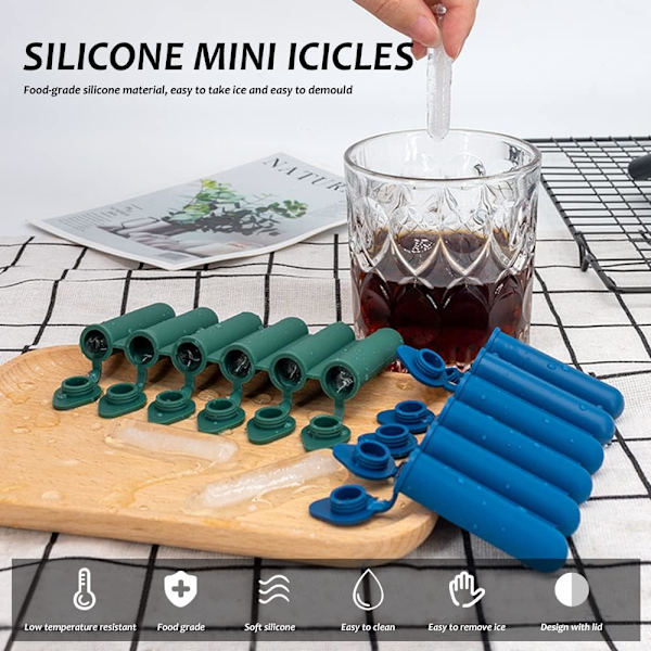 4 färger Mini Ice Cube Stick Bricka med lock,  Ice Cube formar för vattenflaskor, Lätt tryck och pop ut vattenflaska Ice Stick mögel