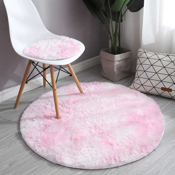 Myk Område Teppe Fluffy Rundt Teppe Shaggy Sirkulært Teppe For Soverom Stue Hjem Decor Kaffe 140cm Light Pink 160CM