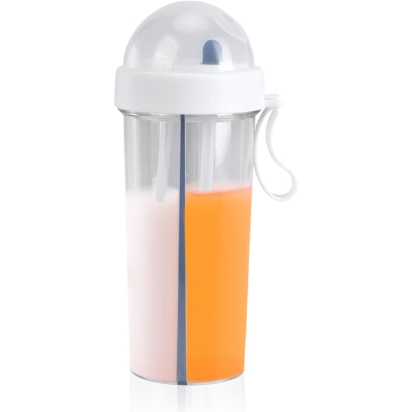 600ml Vannkopp med sugerør og lokk, vannflaske med oppbevaringsrom, treningsvannflaske for hjem, utendørs camping og sport White