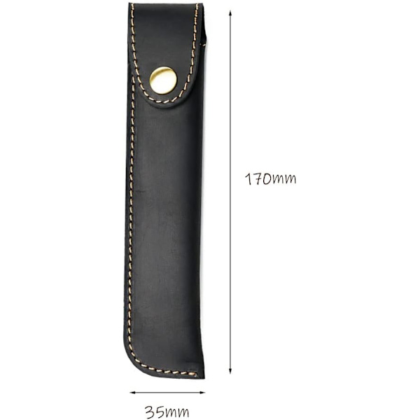 Læder Pen Etui Holder, Beskyttende Pen Etui, Fyldpen Holder Etui, med Metal Knap, Ægte Læder Håndlavet, til Stylus Touch Pen, Kuglepen Black